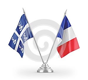 France and Martinique snake table flags isolated on white 3D rendering