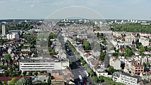 France, Melun, Lille, drone aerial view above the Melun city