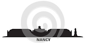 France, Nancy Landmark city skyline isolated vector illustration. France, Nancy Landmark travel black cityscape