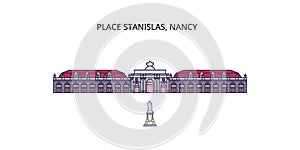 France, Nancy Landmark tourism landmarks, vector city travel illustration