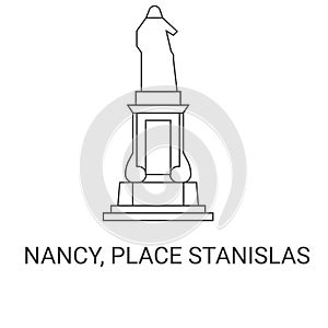 France, Nancy, Place Stanislas, travel landmark vector illustration