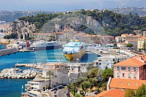 France Nice harbour harbor port view french riviera cote dazur cruise ships ferry Mediterranean sea cruiser ocean liner vacation