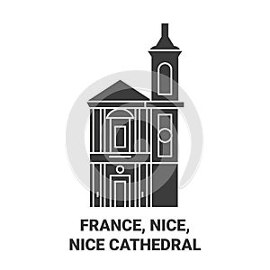 France, Nice, Nice Cathedral travel landmark vector illustration