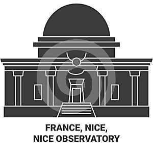 France, Nice, Nice Observatory travel landmark vector illustration