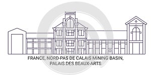 France, Nordpas De Calais Mining Basin, Palais Des Beauxarts travel landmark vector illustration