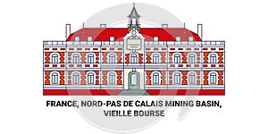 France, Nordpas De Calais Mining Basin, Vieille Bourse travel landmark vector illustration