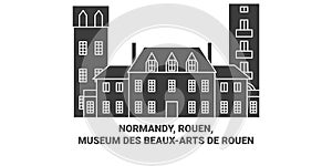 France, Normandy, Rouen, Museum Des Beauxarts De Rouen travel landmark vector illustration