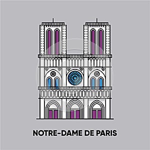 France, Notre-Dame De Paris, vector travel illustration