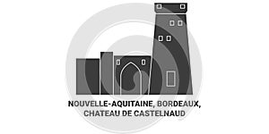 France, Nouvelleaquitaine, Bordeaux, Chateau De Castelnaud travel landmark vector illustration