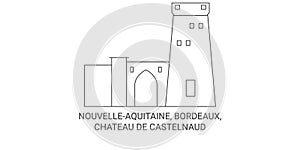 France, Nouvelleaquitaine, Bordeaux, Chateau De Castelnaud travel landmark vector illustration