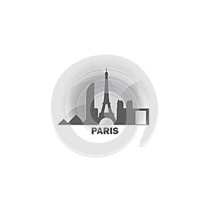 Paris city skyline silhouette vector logo illustration