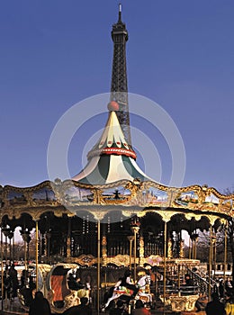 France. paris. eiffel tower. carousel.