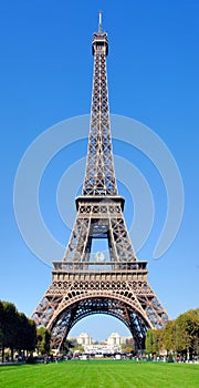 France, Paris: Eiffel tower with a rugby ball