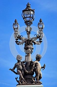 France, Paris: Old lamp-post