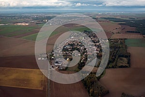 France paris region farmed fields aerial view