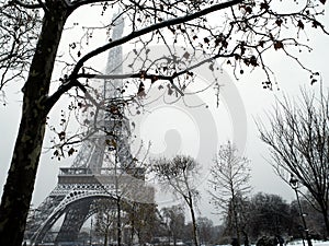 France Paris under snow