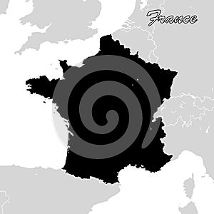 France Political Sihouette Map