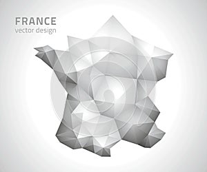 France polygonal triangle vector mosaic grey and silver map