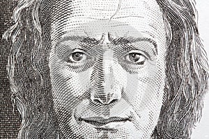 France Preseren a closeup portrait from Slovenian money