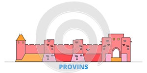 France, Provins Landmark line cityscape, flat vector. Travel city landmark, oultine illustration, line world icons