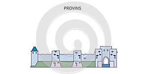 France, Provins Landmark tourism landmarks, vector city travel illustration