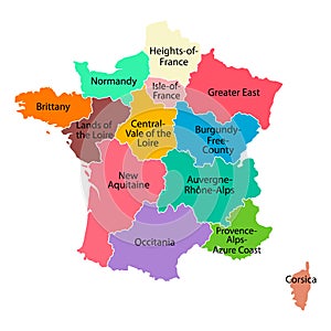 France regions map symbol shape, travel web flat concept icon symbol vector illustration