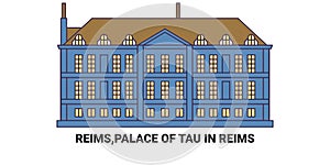 France, Reims,Palace Of Tau In Reims, travel landmark vector illustration