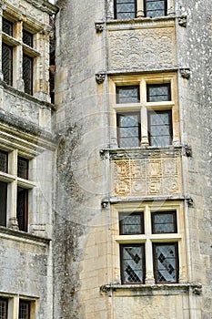 France, renaissance castle of Puyguilhem in Dordogne