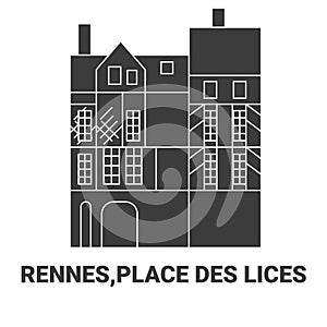 France. Rennes,Place Des Lices, travel landmark vector illustration photo