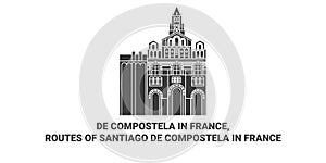 France, Routes Of Santiago De Compostela In France travel landmark vector illustration