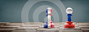 France and Russia conflict. 3D illustration