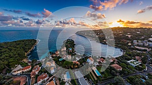 France, Saint-Jean-Cape-Ferrat, 15 December 2019: Aerial view of most expensive place in French Riviera at sunset