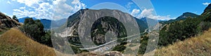 France Savoie Maurienne Valley panoramic with autoroute in summer