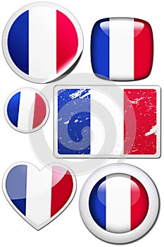 France - Set of stickers and buttons