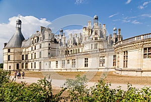 France. Side facade of the Chateau de Chambord, a UNESCO World Heritage Site, 1519-1547