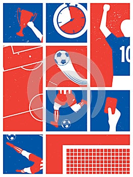 France Soccer / Football Background. Football Retro Poster.