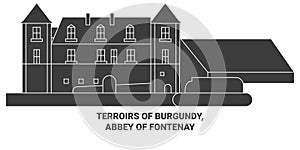 France, Terroirs Of Burgundy, Abbey Of Fontenay travel landmark vector illustration