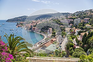 France. Town of Villefranche-sur-Mer and the bay of Villefranche