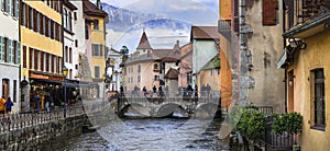 France travel and landmarks. Romantic beautiful old town of Annecy