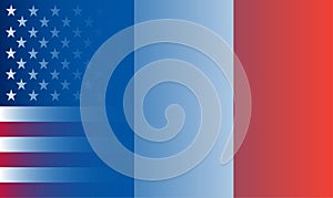 France and USA flags in gradient superimposition. Vector