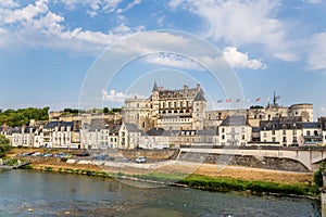 France. View Amboise Castle from the bridge. The castle is included in the UNESCO World Heritage List