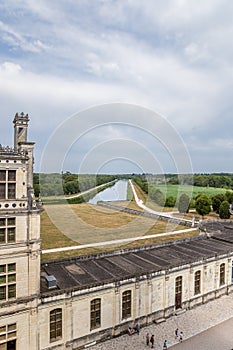 France. View from the Chateau de Chambord in the channel and adjacent to the castle park