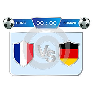 France VS Germany scoreboard Broadcast with blue color lower thirds template for sports like soccer and football. Vector