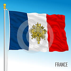 France waving flag with historical french symbol