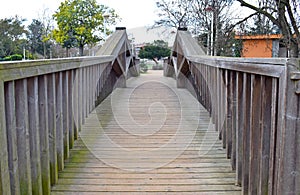 Wooden bridge in Francesc Macia Park photo