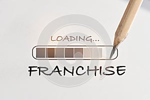 Franchise business growth loading on white paper with pencil