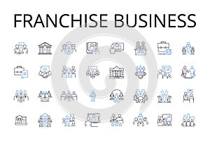 Franchise business line icons collection. Business model, Business opportunity, Chain operation, Company system