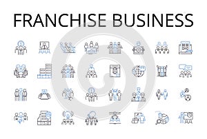 Franchise business line icons collection. Business model, Business opportunity, Chain operation, Company system