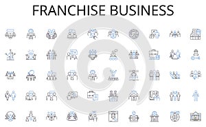 Franchise business line icons collection. Couple, Match, Duo, Twosome, Ensemble, Set, Partnership vector and linear