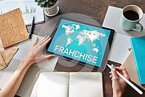 Franchise business model and marketing strategy concept.